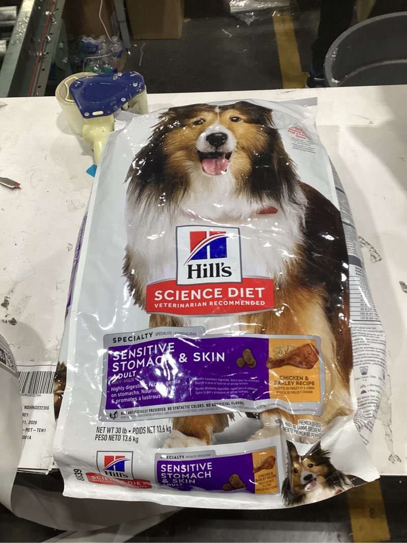 Condition photo showing New/Like New for Hill's Science Diet Sensitive Stomach & Skin, Adult 1-6, Stomach & Skin Sensitivity Support, Dry Dog Food, Chicken Recipe, 30 lb Bag Chicken 30 Pound (Pack of 1)