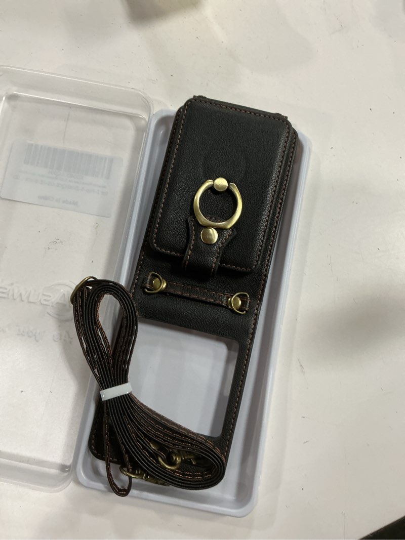 Condition photo showing Good Condition for Asuwish Phone Case for Samsung Galaxy Z Flip 5 5G 2023 Wallet Cell Cover with Crossbody Strap Ring Stand RFID Credit Card Holder Leather Accessories ZFlip5 Z5 G Flip5 5Z Women Men Girls Black Black for Z Flip 5 5G