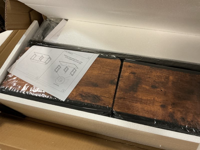 Condition photo showing Good Condition for 2-Tier Washer Dryer Countertop single with shelf and fabirc drawer,laundry topper with Edge and Non-Slip Pad for Washer Dryer Laundry Hamper Counter Storage Organization (rustic brown, single) Rustic Brown Twin