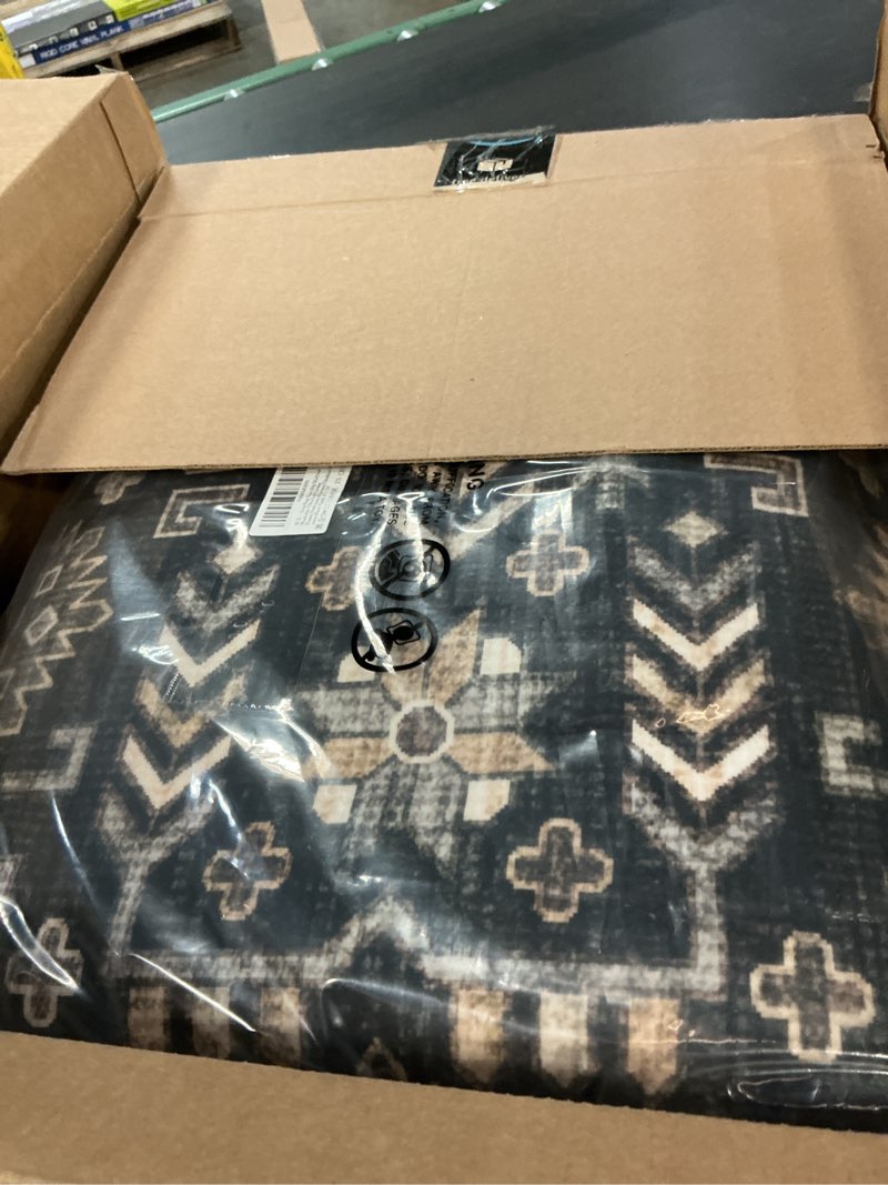 Condition photo showing Good Condition for area rug non slip machine washable ultra soft living room/bedroom/kitchen/outdoor/classroom black gold, 9'×12' black gold 9' x 12' (rectangular)