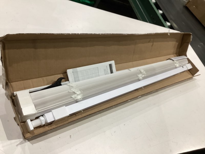 Condition photo showing As Is for lazblinds no drill blinds for indoor windows, cordless 1" vinyl mini blinds, privacy s-curve blinds for windows, room darkening horizontal window blinds and shades for home, 34" w x 48" h, white white 34" w × 48" h