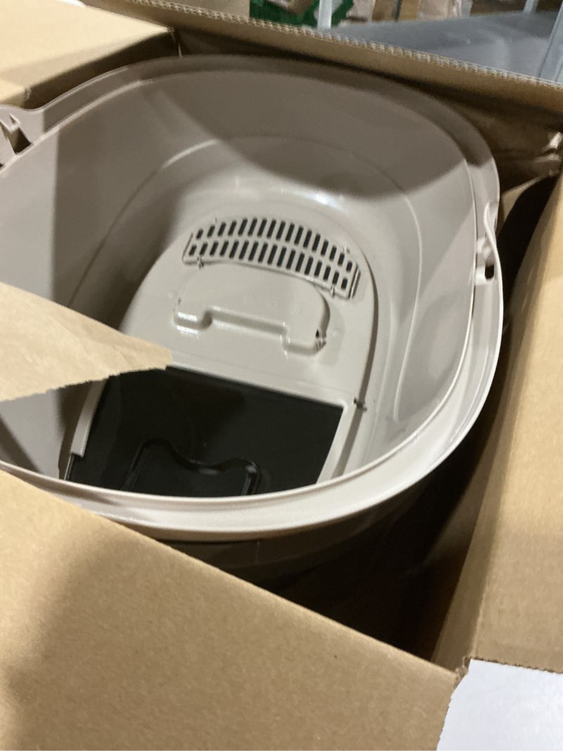 Condition photo showing As Is for amazon basics no-mess hooded enclosed cat litter box with odor control and swinging door, standard, 21" x 16" x 15", multicolor multicolor standard (pack of 1)