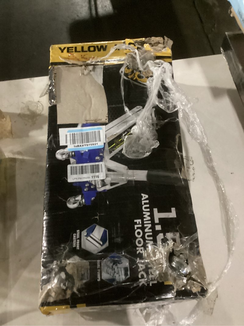 Condition photo showing Good Condition for yellow jacket hydraulic floor jack, quickly lift car jack with dual pumps, heavy duty steel service jack, 3 ton (6600 lb) capacity steel 3t dual pump
