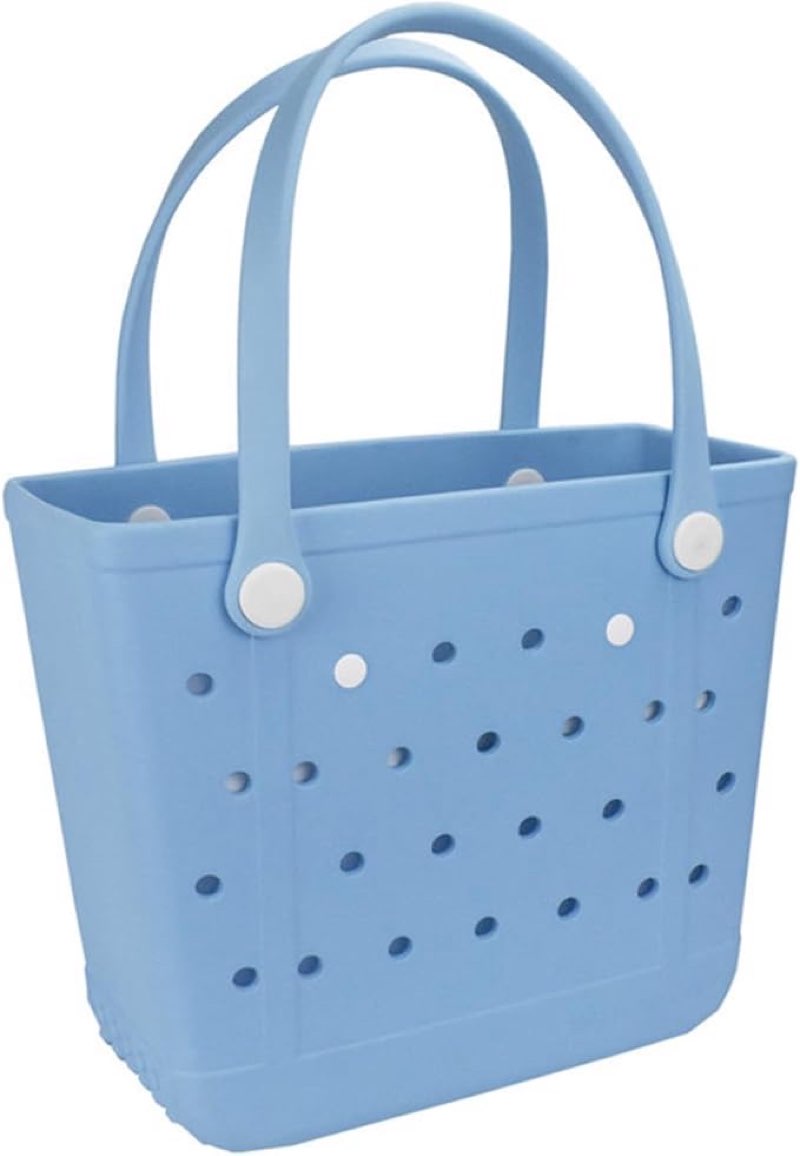Rubber Beach Bag, Waterproof Travel Bags Washable Open Tote Bags for Beach?Small&Medium&Large& XL Beach Tote? Medium Sierra Blue-medium