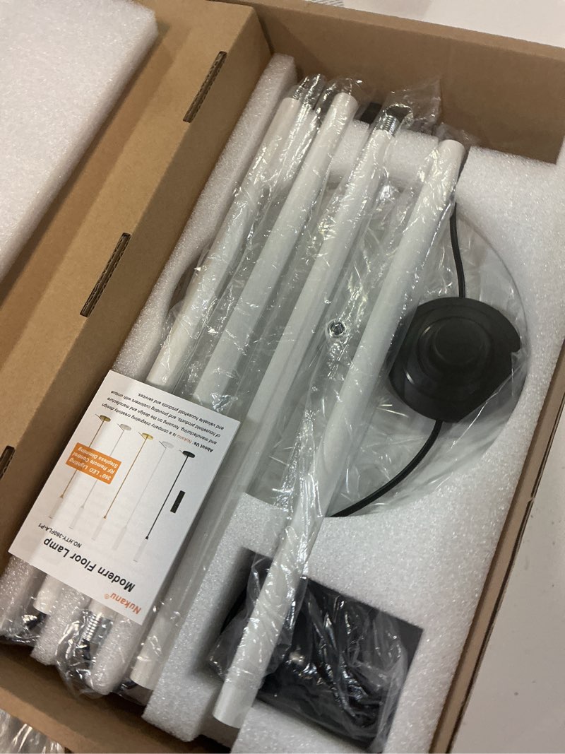 Condition photo showing New/Like New for floor lamp with remote control,bright floor lamps for living room/bedroom/office, stepless adjustable 3000k-6000k colors and 10-100% brightness,standing light with foot switch (white)