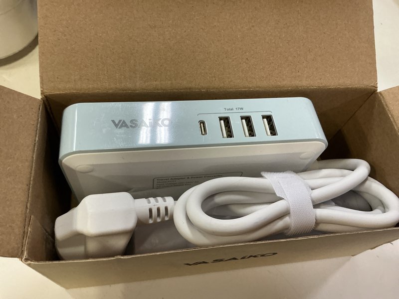Condition photo showing New/Like New for 220v to 110v voltage converter us to europe, 2000w max international power converter with 4 usb charging, power converter for european with travel plug adapter white