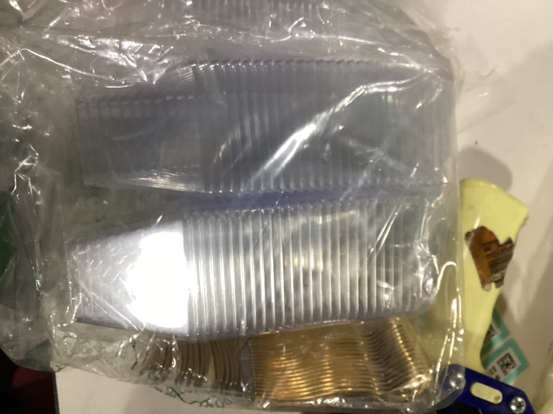 Condition photo showing As Is for supernal 100pcs square plastic dessert cups (4oz) with 100pcs mini gold spoons, plastic parfait appetizer cup, medium clear dessert cups perfect for cakes, ice cream, desserts appetizers 4oz dessert cups with spoons