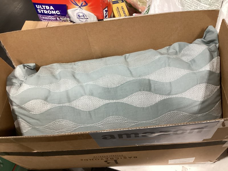 Condition photo showing Good Condition for similiar product not like stock photofoindtower modern textured boucle lumber throw pillow covers accent solid decorative pillow cases cozy couch cushion case for sofa bed living room home decor, 12 x 20 inch, 1pc, light blue 20\" x 12\" (pack of 1) sky