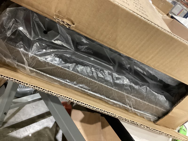 Condition photo showing New/Like New for heavy duty push cart dolly (700 lbs), foldable platform hand truck made with high-strength steel, 2 tier design, moving flatbed cart with wheels for warehouse, garage, workshop, office with logo