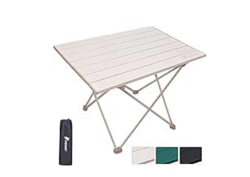 pteromy folding camping table, portable beach table with ultralight aluminum tabletop for travel, outdoor, camping, picnics, and bbqs (medium, black) black medium