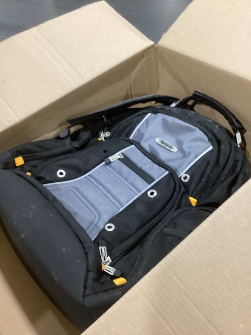 Condition photo showing As Is for Targus Drifter II Laptop Backpack, Black/Gray – Backpack for Men for Business and Travel, Durable Water-Resistant Material, Fits up to 17" Laptops (TSB239US)