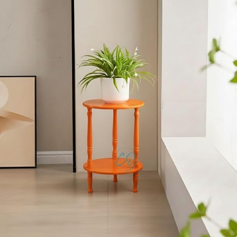 ( similar image) Brown Wooden Side Table – 46x46x59 cm | Engineered Wood Top & Mango Wood Legs | Rustic Accent Table for Living Room, Bedroom, Entryway | Stylish & Durable Furniture