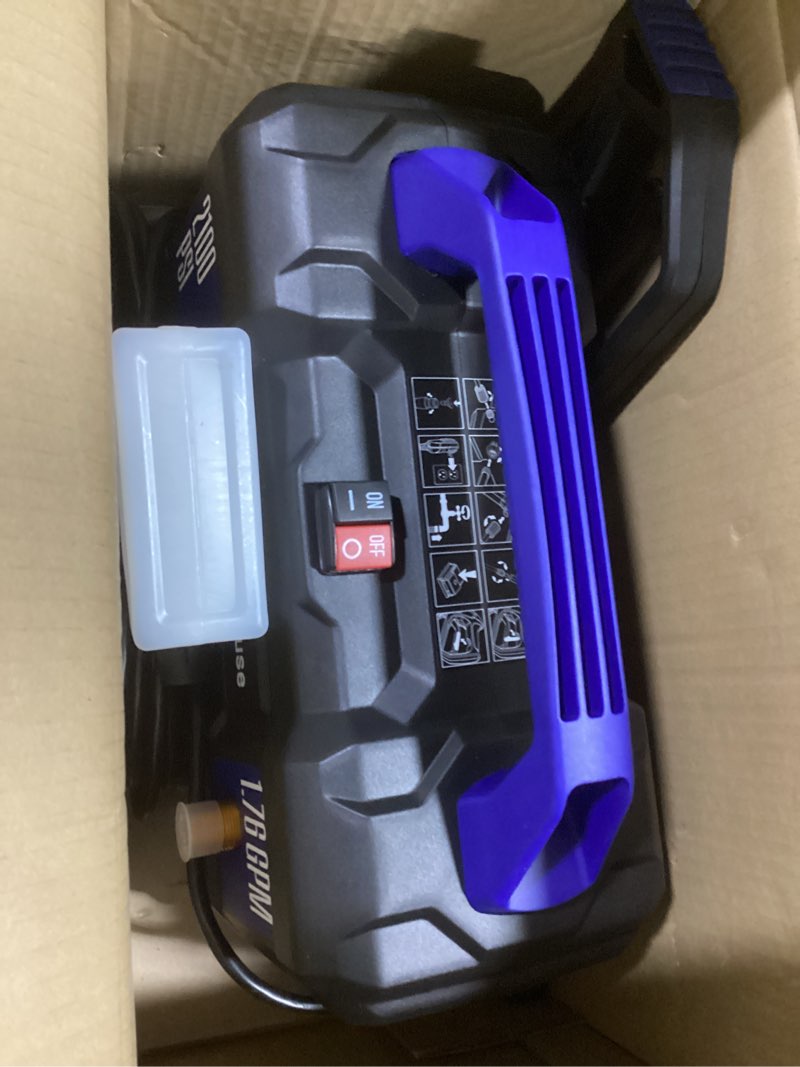Condition photo showing As Is for westinghouse epx3100v electric pressure washer, 2100 max psi 1.76 max gpm, built-in carry handle, detachable foam cannon, pro-style steel wand, 3-nozzle set, for cars/fences/driveways/home/patios 2100 max psi - handheld