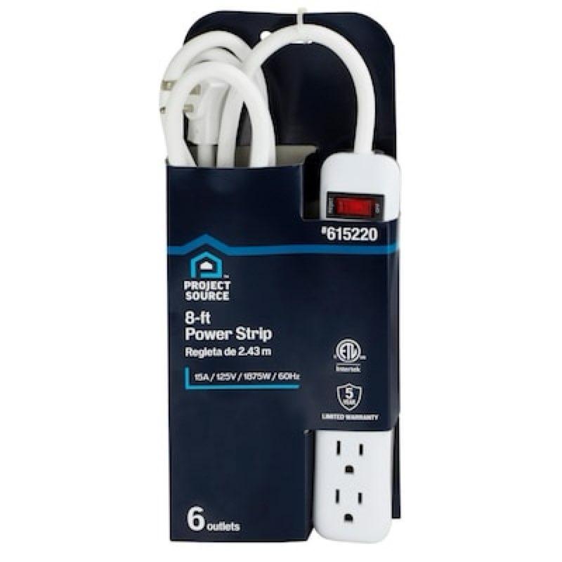 project source 8-ft 6 -outlet indoor white power strip