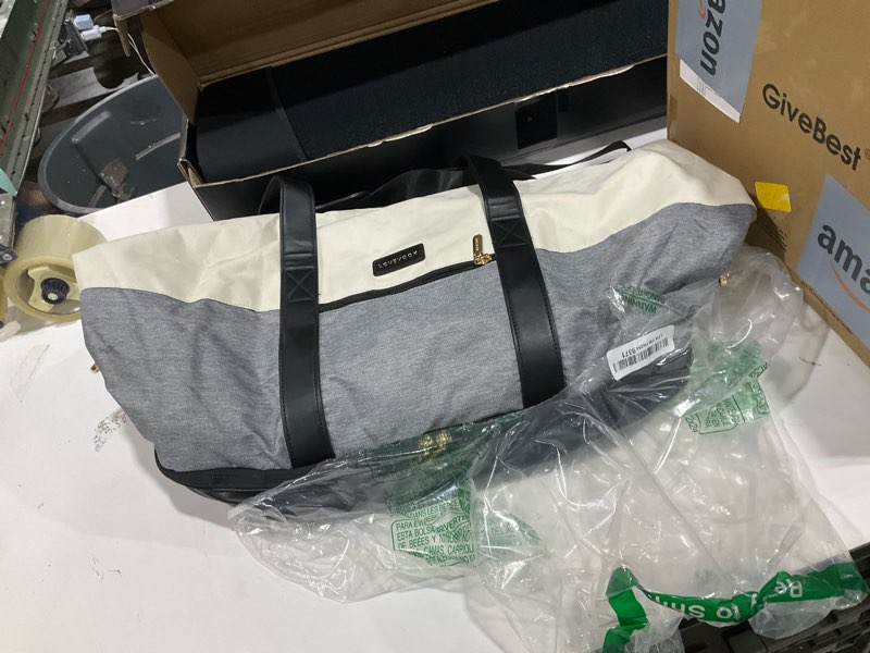Condition photo showing Good Condition for lovevook weekender bag, large travel duffel bag for women with 2 packing cubes, carry on overnight bag with shoe compartment, mom hospital bags for labor and delivery black-grey-white 56l-3pcs