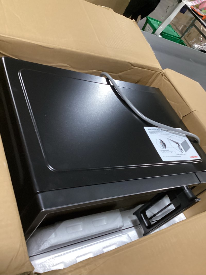 Condition photo showing As Is for TOSHIBA ML4-EM12PA(BS) Countertop Microwave Oven with Stylish Design As Kitchen Essentials, Smart Sensor, 13 Auto Menus&Mute Function, 1.2 Cu Ft with 12.4" Turntable, 1000W, Black Stainless Steel