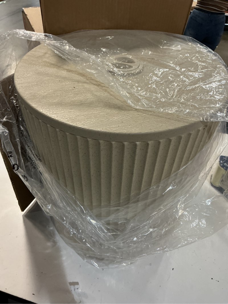 Condition photo showing Good Condition for outdoor side table with umbrella hole, stylish umbrella base outdoor patio or beach, umbrella stand fits up to 1.9" pole, patio umbrella base for garden, deck & lawn, beige