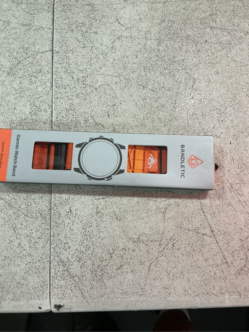 Condition photo showing New/Like New for bandletic tactical nylon compatible with garmin fenix 7x 6x 5x watch band - 26mm quick fit rugged strap for fenix 8 51mm/instinct 2x solar 3/enduro 2 3/quatix 3/tactix 7/epix 2/d2 bravo delta/descent orange 26mm - large (185-200mm)