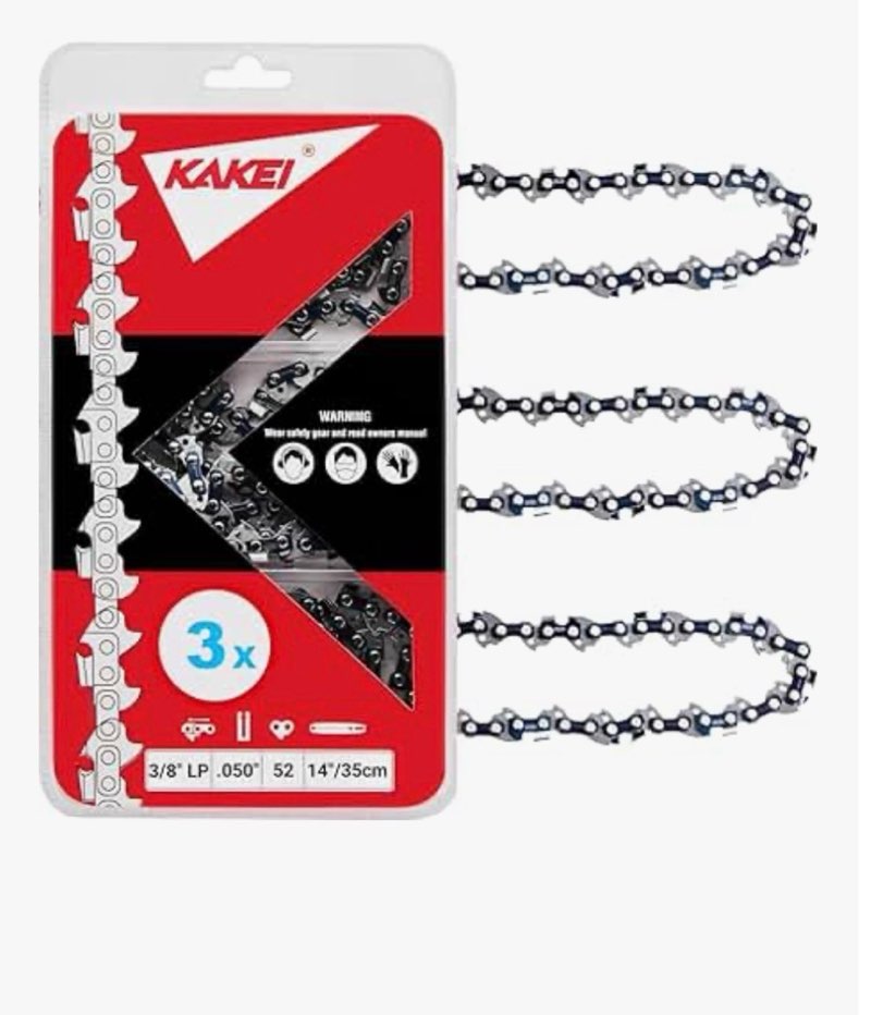 kakei 14 inch chainsaw chain 3/8\" lp pitch .050\" gauge 52 drive links fits husqvarna 120, echo cs-310, ryobi ry3714 and more- s52 (3 chains) - semi chisel 3/8\" lp 14\" 3/8\"lp .050\" 52dl- german steel *3