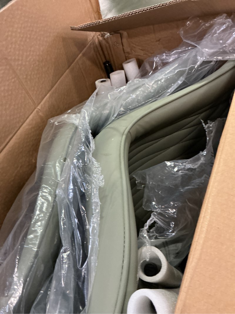 Condition photo showing New/Like New for YOUNIKE Dining Chairs Set of 2 with High Backs Mid Century Modern Kitchen & Dining Room Chairs Faux Leather Upholstered Wide Accent Chair Comfortable Padded Living Wating Room Chair Olive Green All Sage Green Modern