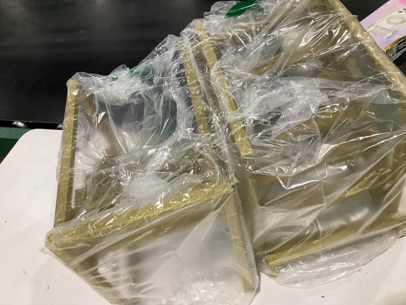 Condition photo showing Good Condition for doublefill 2 pack purse organizer for closet display 6 layer gold riser stand clutch purse organizer display metal wallet rack for handbag home retail boutique store supplies gold 6 layer