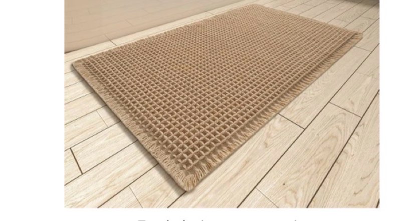 amoami upgraded waffle bath mat, super absorbent non slip bath mats for bathroom floor, machine washable bathroom rugs with tassels, rubber backed bathroom mats, ultra soft, 17" x 24", brown