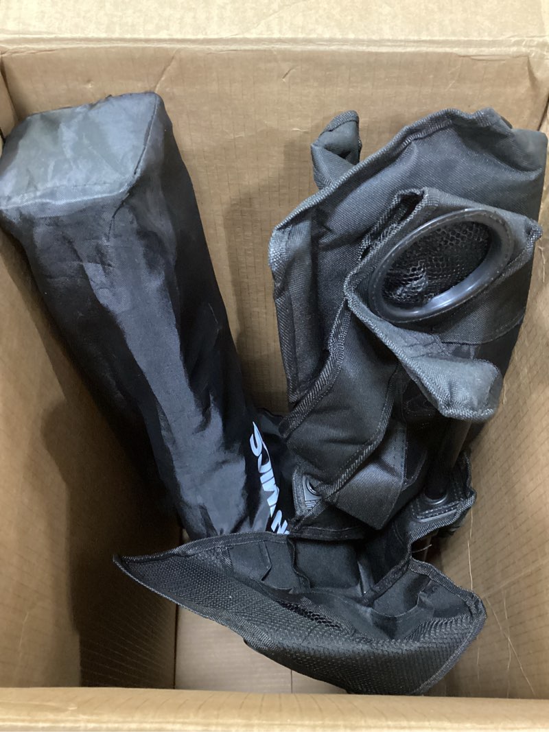 Condition photo showing Good Condition for songmics 2 pack breathable camping chairs, 330 lb capacity foldable outdoor chairs, high back, adjustable armrests & cup holder, for sports garden backyard, ink black ugcb028b02 black 2pc (20.3"d x 34"w x 38.2"h)