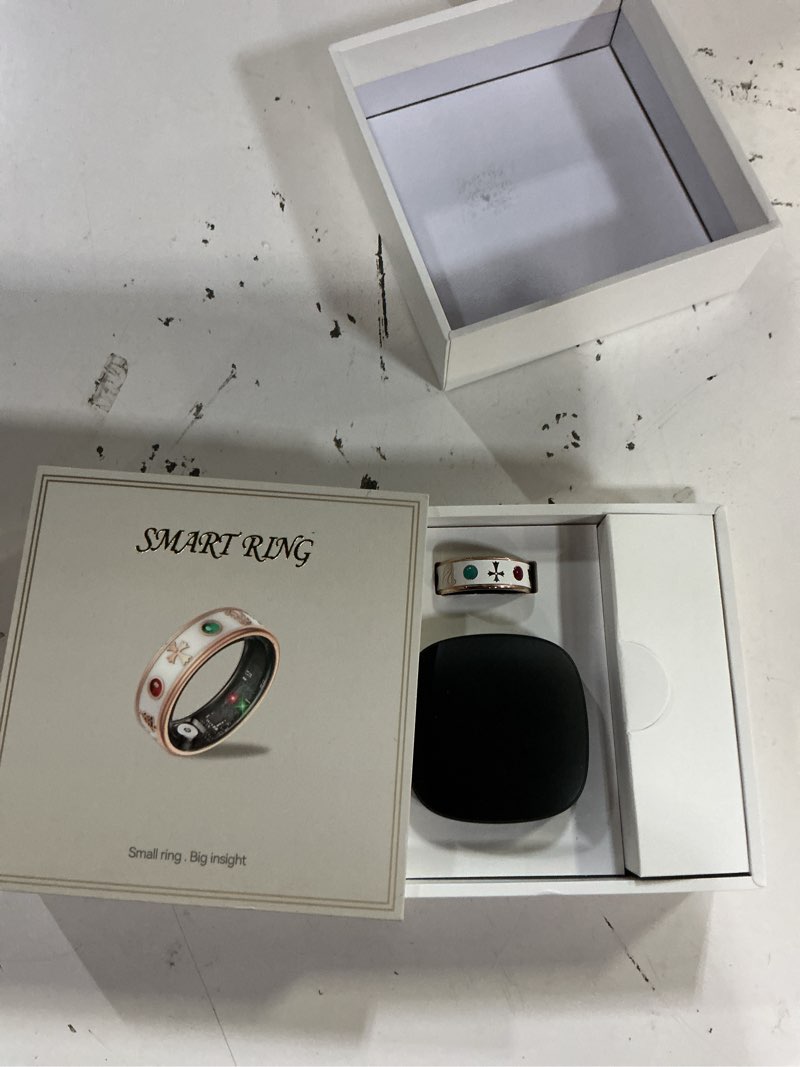 Condition photo showing New/Like New for smart ring for women,fitness & activity tracker with blood pressure/heart rate monitor, sleep tracker, step counter, ip68 waterproof ring for ios&android,fast charge,no subscription (rose gold,size8)