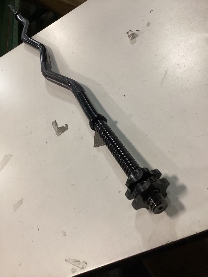 Condition photo showing Good Condition for 47" EZ Curl Bar Weight Lifting Bar, 1-inch Curling Bars for Weight lifting, Barbell bar for Hip Thrusts/Squats/Lunges for Gym and Home, With 2 Star Double Risk Star-nuts (220lb Weight Capacity) Black