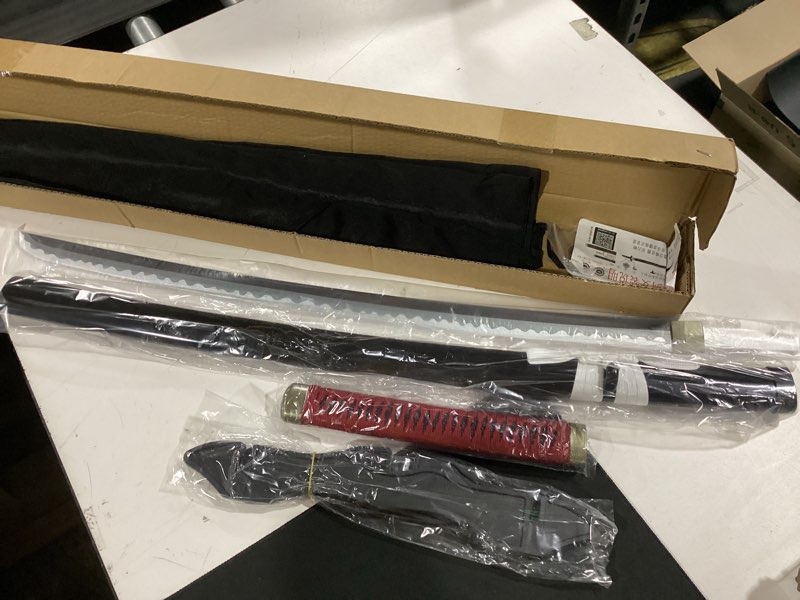 Condition photo showing As Is for yuta okkotsu sword replica, anime cosplay prop with free sword display stand & carry bag, plastic katana for collection & role play