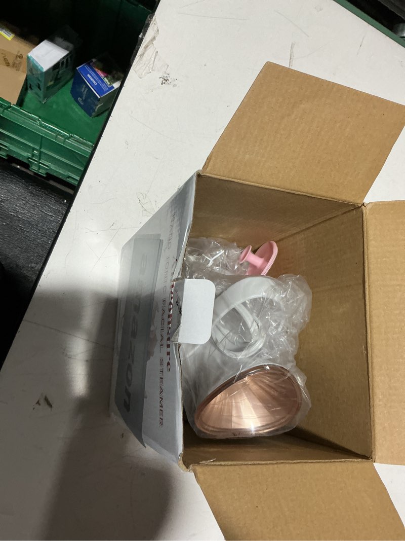 Condition photo showing New/Like New for Facial Steamer, Amconsure Nano Ionic Face Steamer for Home, 100ML Warm Mist Humidifier for Women Moisturizing, Unclogs Pores-Bonus Stainless Steel Skin Kit and 2 Face Scrubbers C-rose Gold