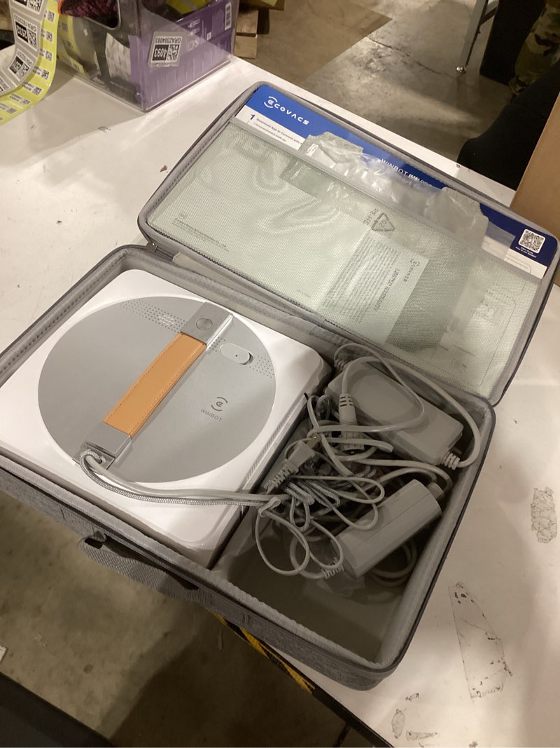 Condition photo showing As Is for ECOVACS Winbot W1 Pro Window Cleaning Robot, Intelligent Cleaning with Dual Cross Water Spray Technology, Win SLAM 3.0 Path Planning, 2800Pa Suction Power, Edge Detection Technology, App Control,Grey