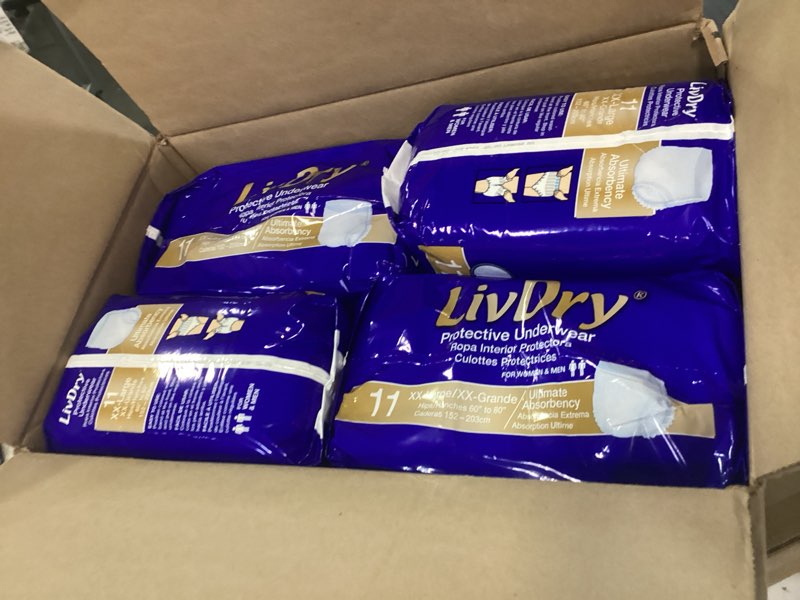 Condition photo showing New/Like New for LivDry Ultimate 2XL Adult Incontinence Underwear, Max Absorbant Diapers for Women and Men, XXL 60” -80" Waist, Leak Proof Cuff, XX-Large, 11-Pack XX-Large (11 Count)