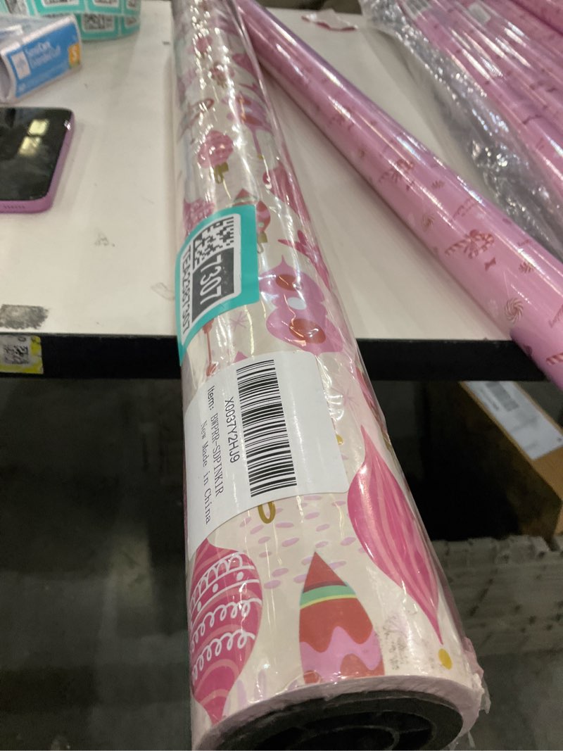 Condition photo showing New/Like New for MAYPLUSS Christmas Reversible Wrapping Paper Jumbo Roll - 30 Inches x 100 Feet - Pink Ornaments Stripe,christmas paper,Gift Wrap for Xmas,New Year,Holiday, Party, Celebration Pink Christmas