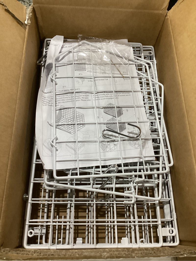 Condition photo showing Good Condition for 4 tier extra large hanging closet organizer,closet organizer hanging with 5 s hooks 4 dividers,clothes organizer clothing sweaters clutches handbags hats accessories-white white 4