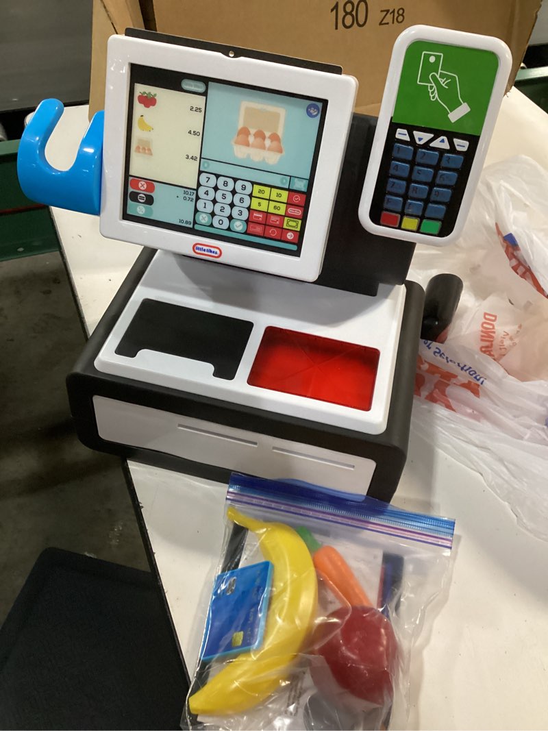 Condition photo showing As Is for little tikes first self-checkout stand realistic cash register pretend play toy for kids