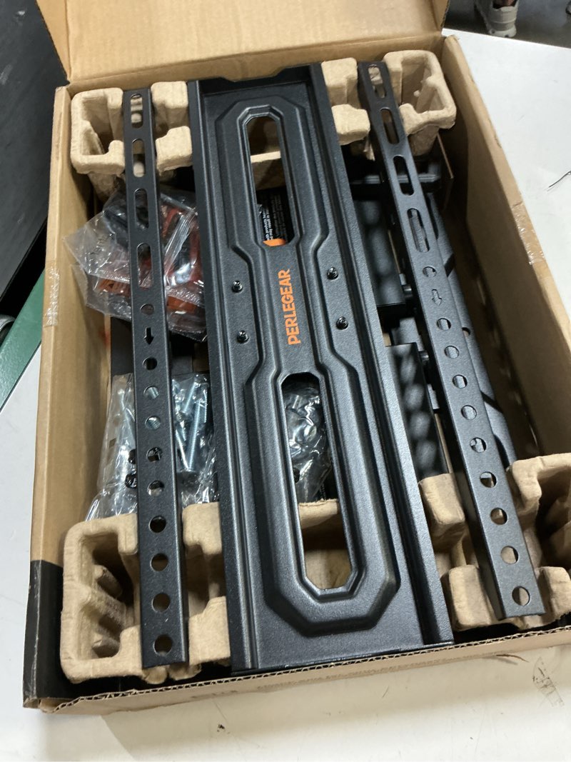 Condition photo showing Good Condition for perlegear full motion tv wall mount for 26-74 inch tvs, height adjustable tv mount, pre-assembled wall mount tv bracket with tool-free tilt, swivel, fits 16” studs, 99 lbs, max vesa 400x400mm, pgmf21 26-74 inch full motion tv wall mount