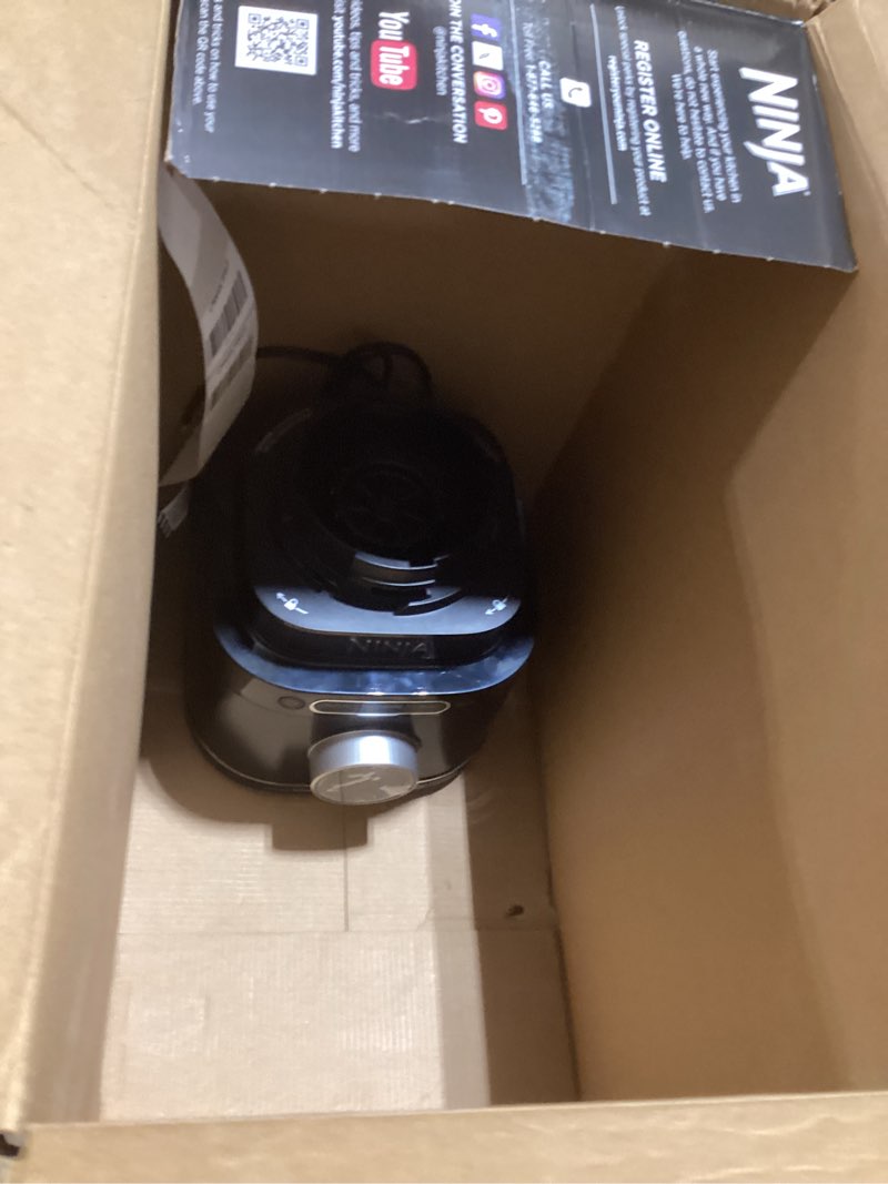 Condition photo showing As Is for ninja kitchen system | all-in-one food processor & blender | with 8-cup bowl & (1) 24 oz. to-go cup | for smoothies, cookie dough, salsas, cole slaw & more | 1800 watt | black | tb401 blender + bowl + (1) 24-oz. cup