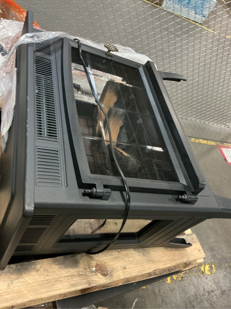 Condition photo showing As Is for duraflame Freestanding Electric Fireplace Stove Heater with 3D Flame Effect for 1,000 Sq. Ft. Room, Black
