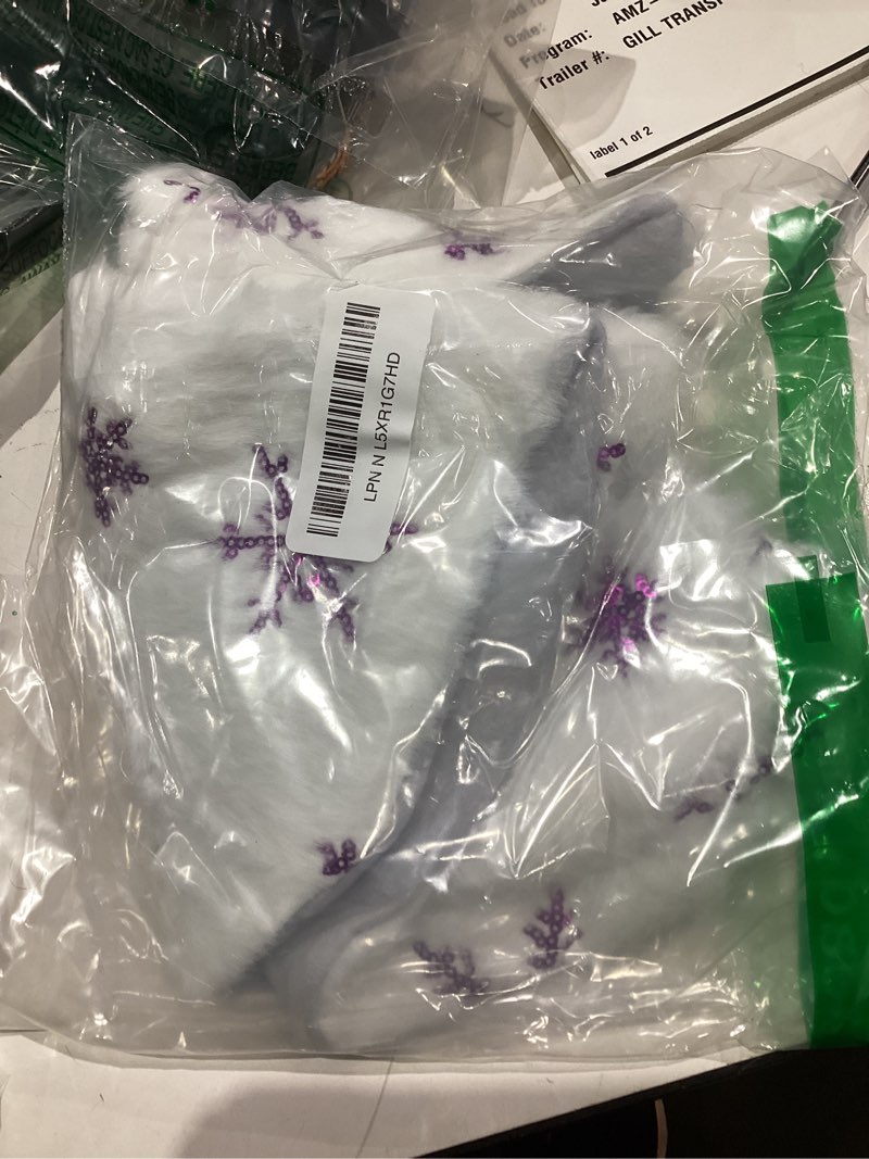 TWSANTAMAS Mini Christmas Tree Skirt 18 Inch, Soft White Plush with Purple Glitter Snowflakes, Festi