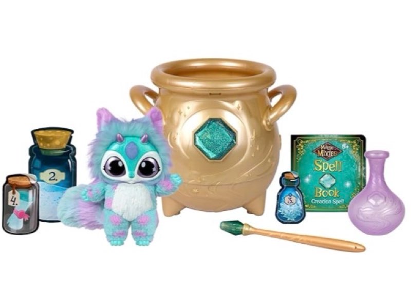 (Incomplete 3 pieces only) Magic Mixies - Magical Real Misting Gold Cauldron with 8 Inch Non-Electronic Plush Toy. Follow The Spell Book Add The Magic Ingredients. Who Will You Magically Create?