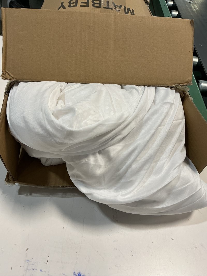 Condition photo showing As Is for MATBEBY Queen Size Mattress Pad - Cooling Breathable Mattress Topper, Quilted Fitted Mattress Protector, Pillow Top Mattress Cover with 8-21" Deep Pocket, Soft, Machine Washable, White, 60x80 Inches White - Checkered Queen