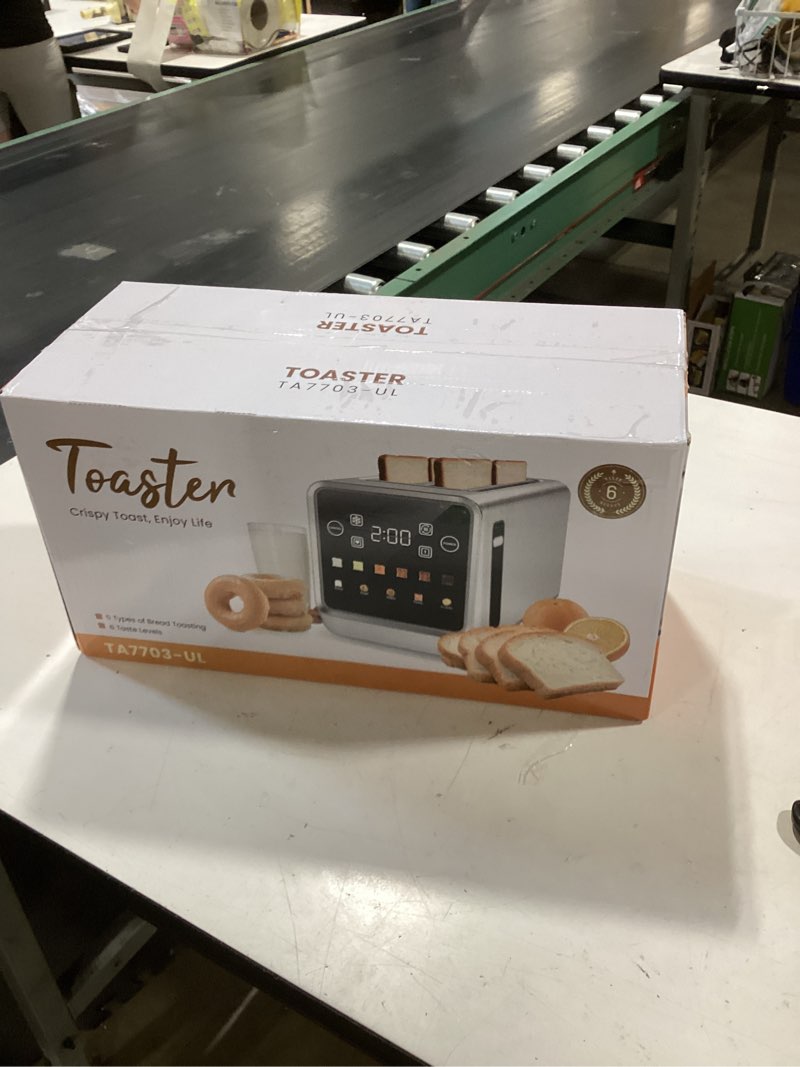 smart toaster 4 slice wide slot with dual digital touchscreen & independent control for family,1800w stainless steel for 6 bread types & toast settings, defrost reheat & single-slice modes