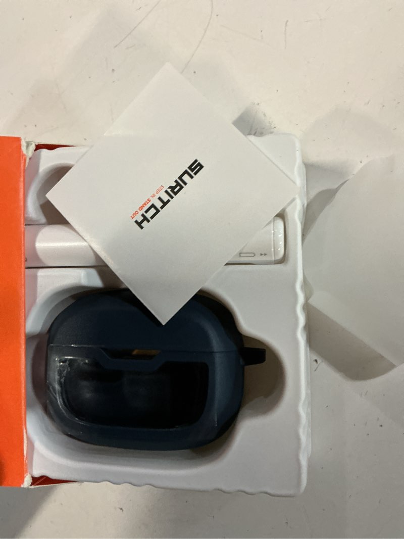 Condition photo showing New/Like New for SURITCH Case Cover for JBL Vibe Beam/JBL Vibe Beam 2/ JBL Vibe 200TWS Earbuds, Shockproof Magnetic Protective Headphone Cover, Rugged Bumper Case with Carabiner & Cleaning Kit & Removal Tool, Navy