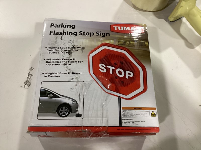 Condition photo showing New/Like New for TUMAX Parking Garage Flashing Stop Sign - Stop Sign for Garage Parking, Adjustable Height Parking Assist, LED Garage Car Stop Indicator, 1-Pack
