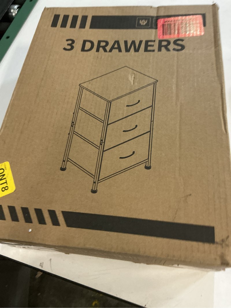 Condition photo showing New/Like New for AODK Dresser for Bedroom Nightstand Small Dressers Chest of Drawers End Table for Living Room, Closet Dresser with 3 Storage Drawers Organizer Clothes, Black