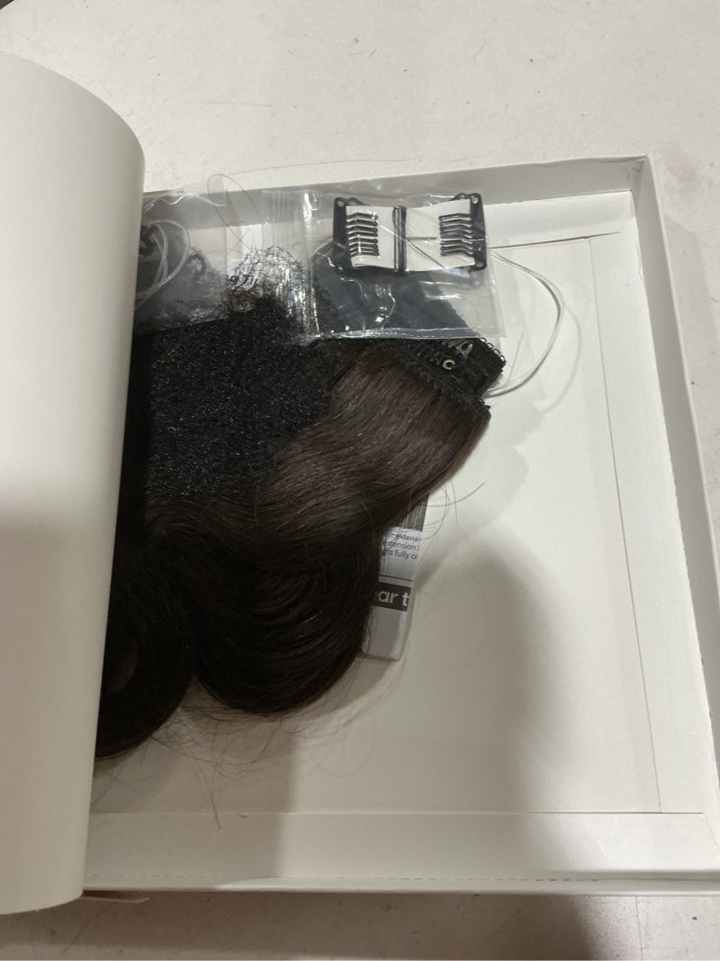Condition photo showing Good Condition for halo hair extensions real human hair invisible wire extensions with transparent fish line wavy curly halo clip in human hairpieces dark brown 20 inch 20 inch wavy-dark brown