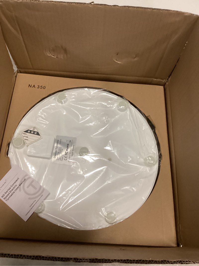 Condition photo showing Good Condition for fotoconic White Electric Motorized Rotating Turntable Display Stand, 14 Inch / 35cm Diameter, 110 Lb Centric Loading for Shop Display White 14", 110 Lb Max Loading