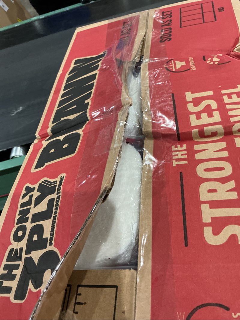 Condition photo showing New/Like New for brawny tear-a-square 3-ply paper towels, 8 triple rolls = 24 regular rolls, strong, absorbent, and durable with 3 sheet sizes (quarter, half, full) triple 8 triple rolls