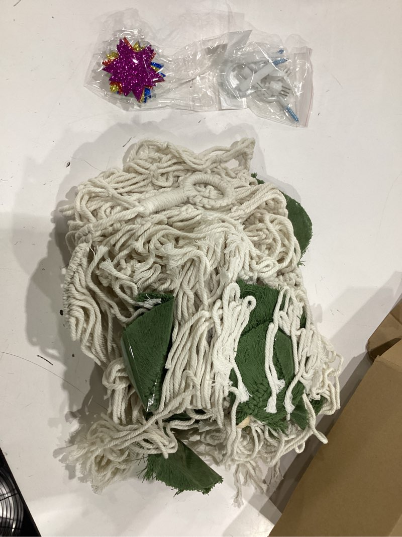 Condition photo showing New/Like New for 82.7x59x59 inch jumbo stuffed animal storage hammock corner, cream macrame green leaf hanging stuffed animal net organizer for stuffy plushie, boho toy hammock holder w/led light for boy girl gift cream xxx-large leaf style